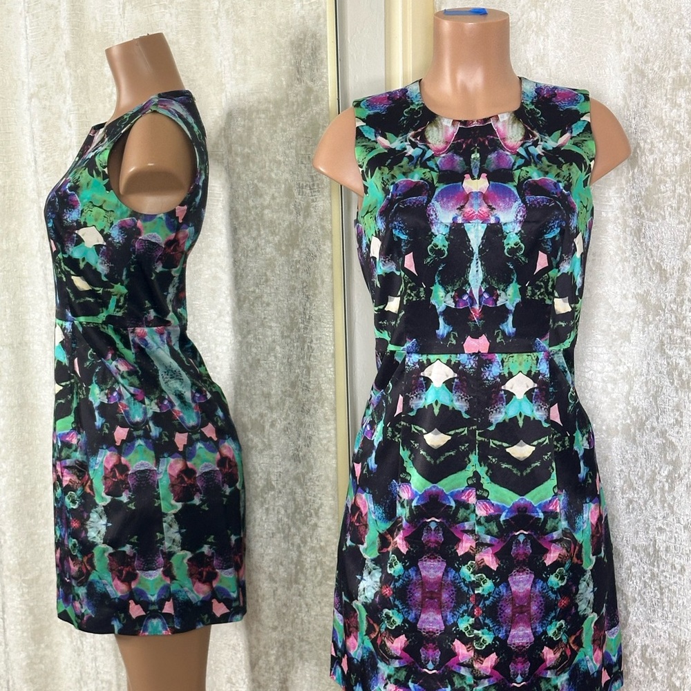 Milly Blue and Purple Sheath Mini Dress